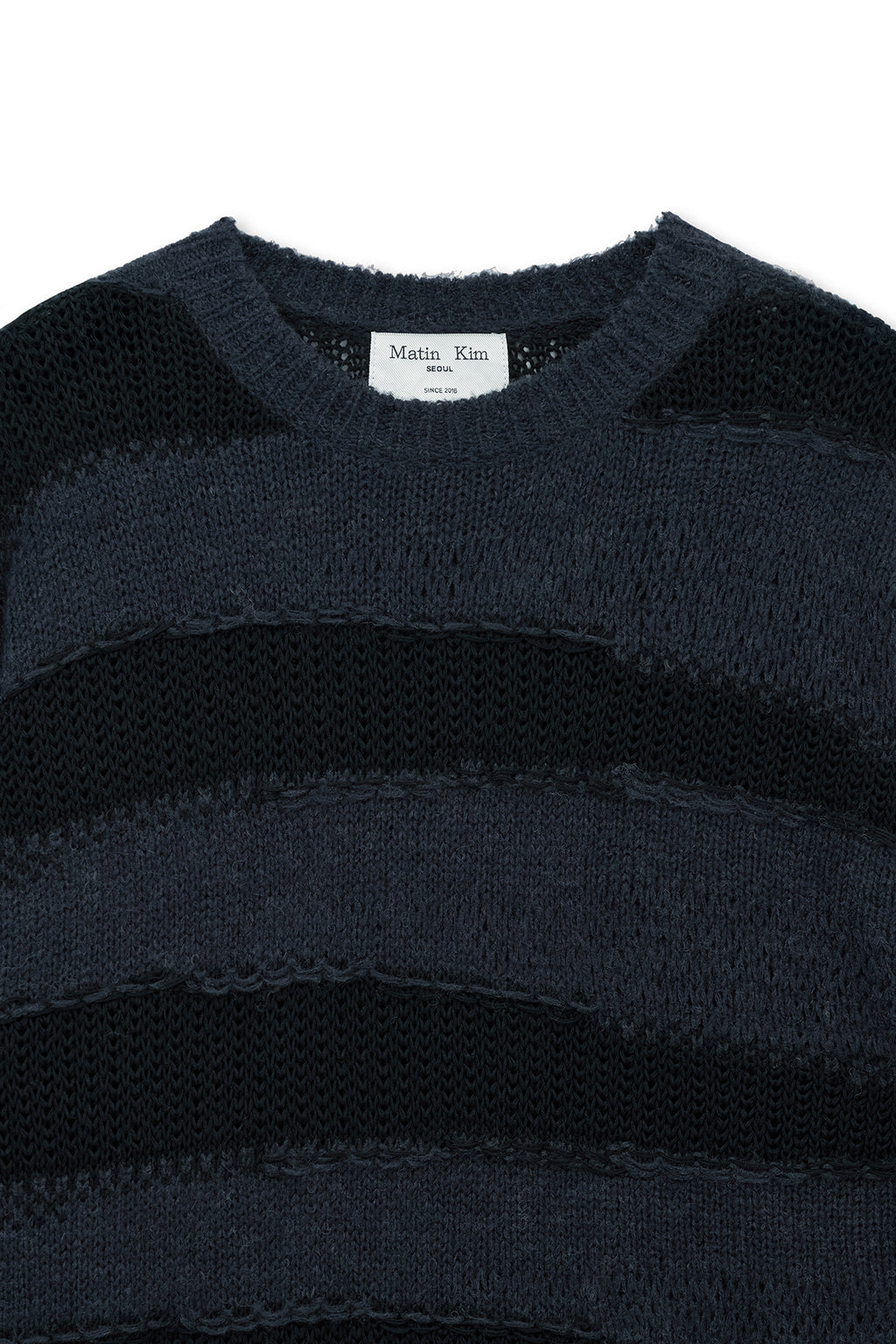 Matinkim Texture Block Stripe Knit Pullover IN Navy
