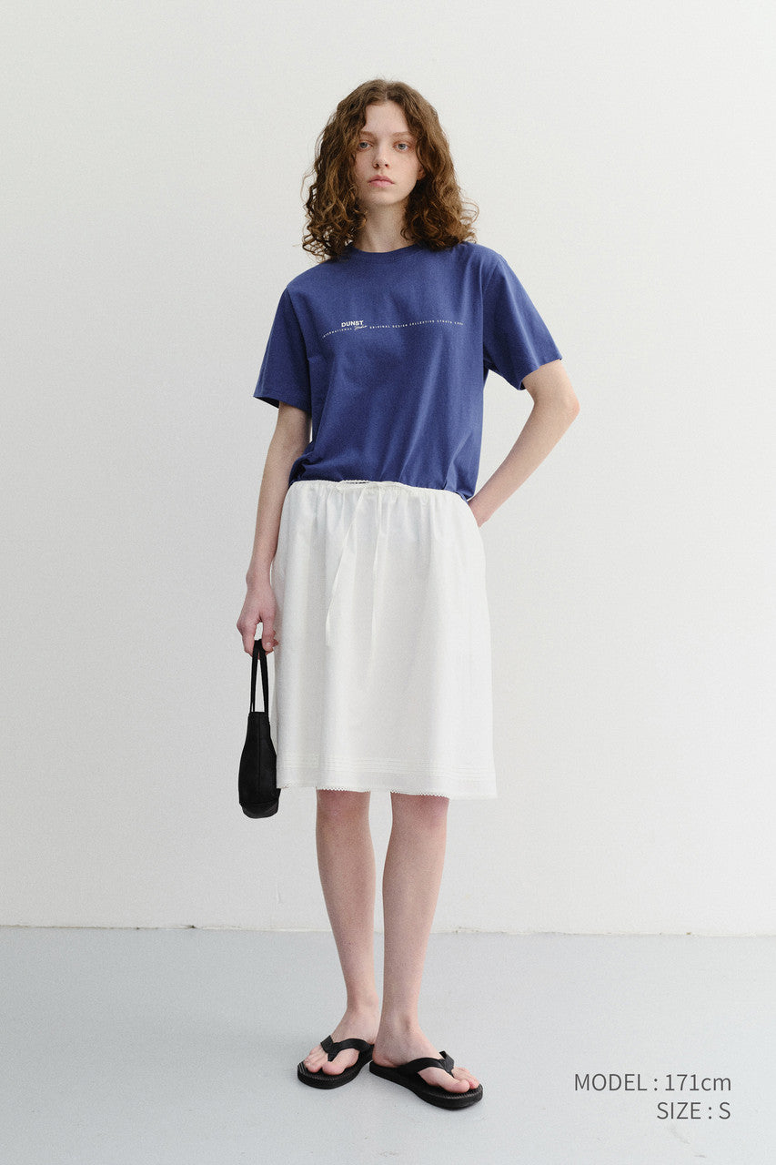 Dunst Unisex Minimal Lettering T-Shirt Blue
