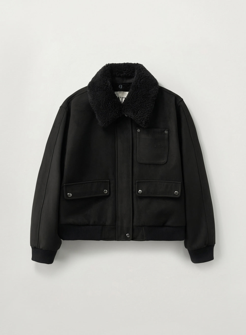 [satur] (W) Synthetic Suede Blouson Jumper - Black