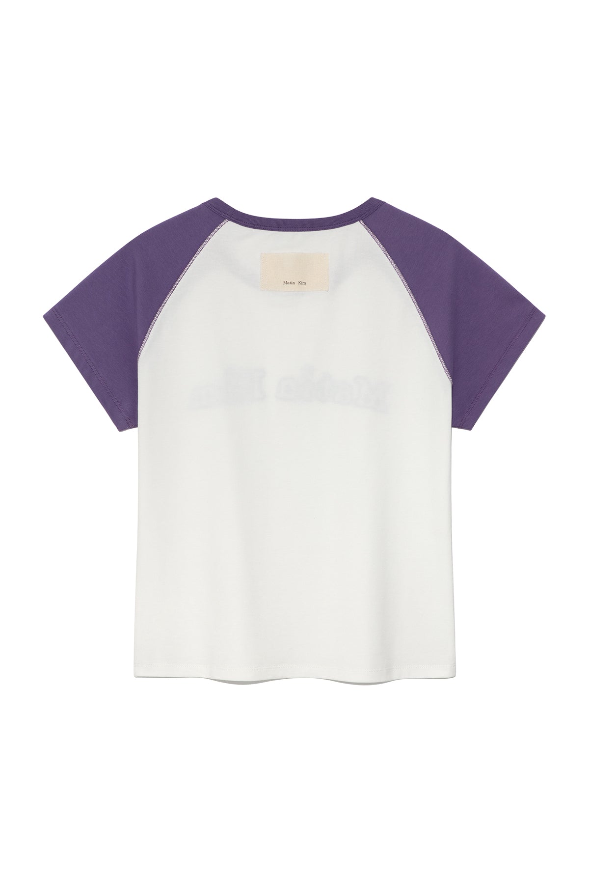 [matinkim] FLOWER STITCH RAGLAN LOGO TOP IN PURPLE