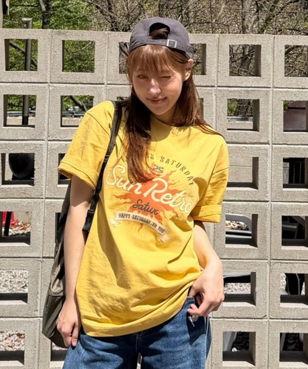 Satur New Sun Retro Graphic T-Shirt - Yellow