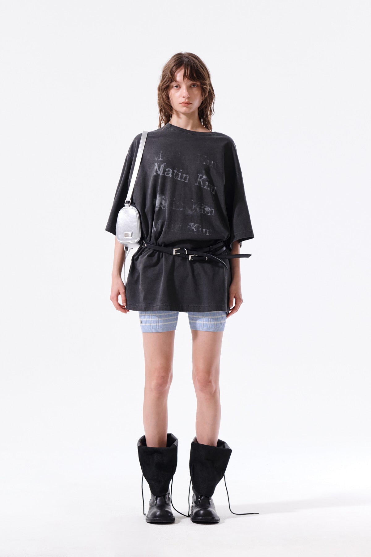 Matinkim Stripe Knit Shorts IN Light Blue