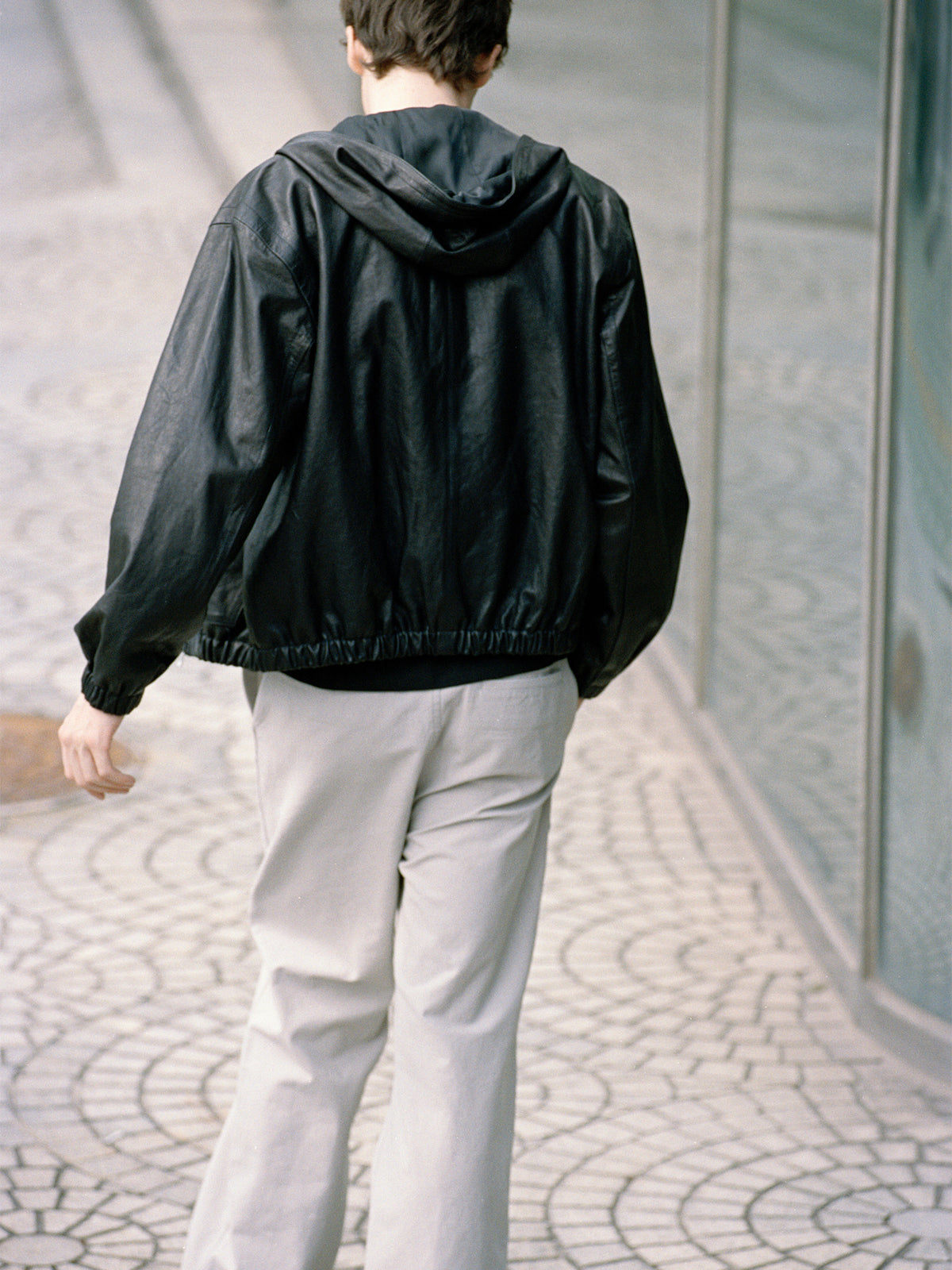 Nothing Written Hooded leather jacket (Black)