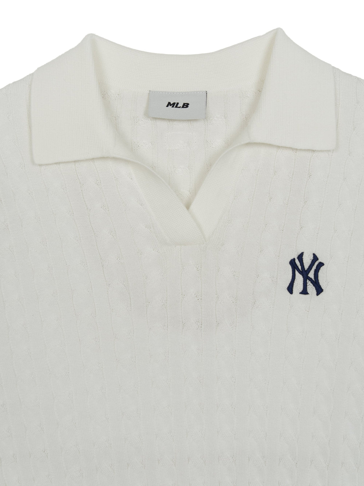Mlb Women's Varsity Cable Open Collar Short Sleeve Knit Pullover