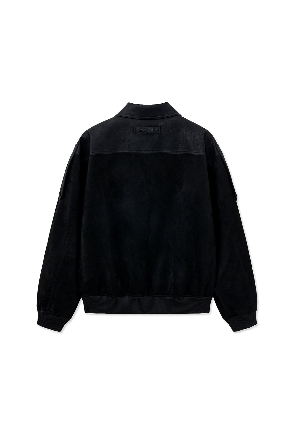 [matinkim] SUEDE MIX LEATHER ZIP UP JUMPER FOR MEN IN BLACK