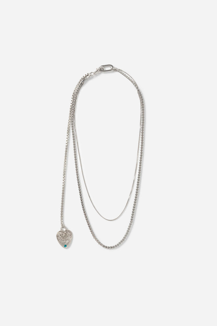 Instantfunk Layered Drop Chain Necklace - Silver