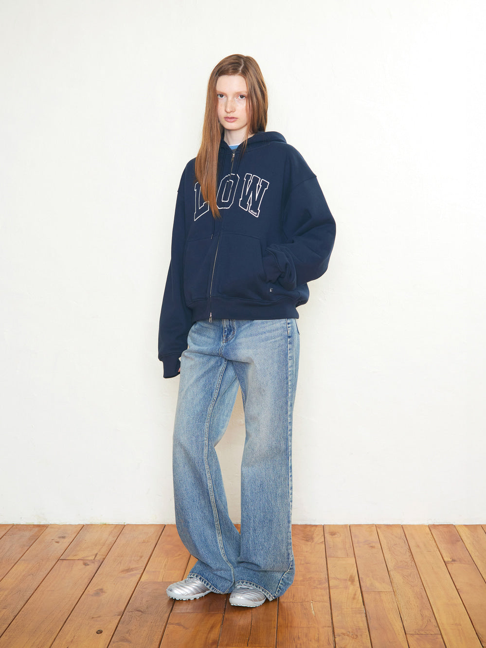 Low Classic Low Napping Sweat Zip-Up Hoodie Navy