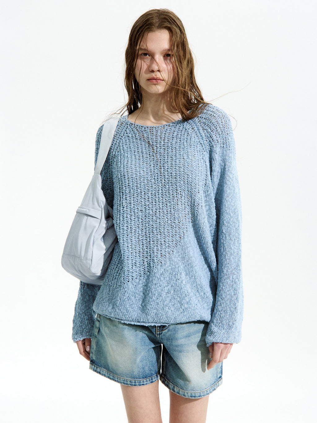 [Low Classic] Wave Sweater_Pale Blue