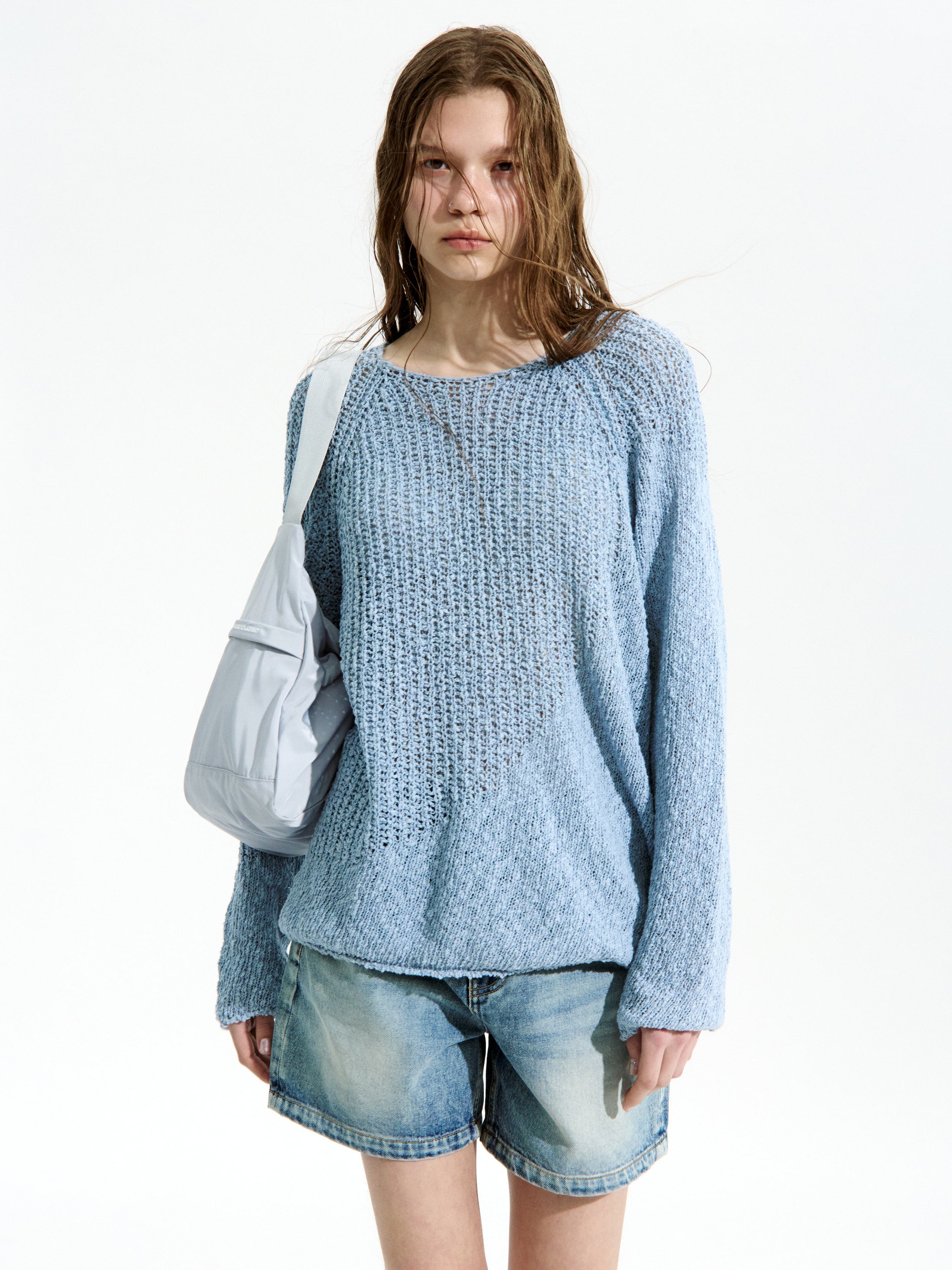 [Low Classic] Wave Sweater_Pale Blue