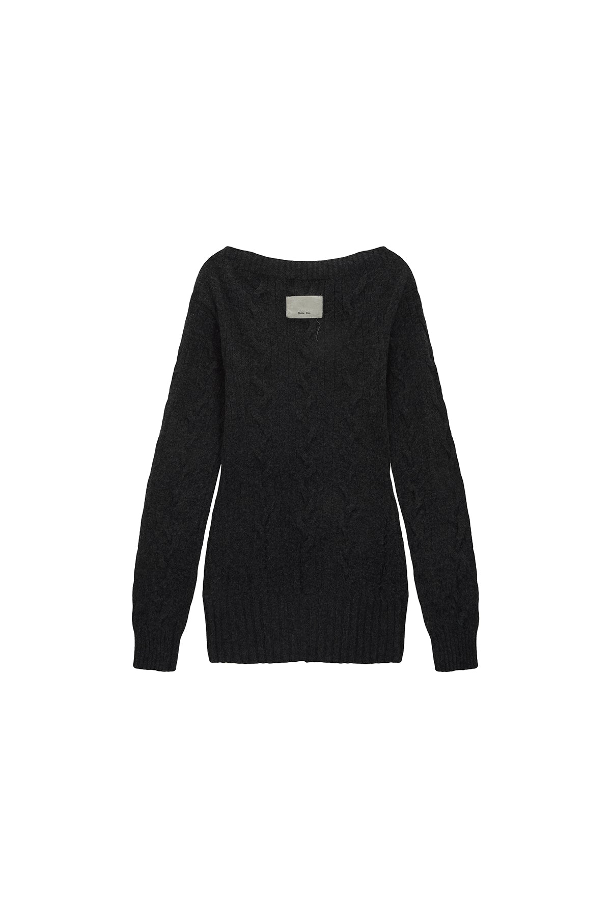 Matinkim Damage Point Cable Knit Dress IN Charcoal