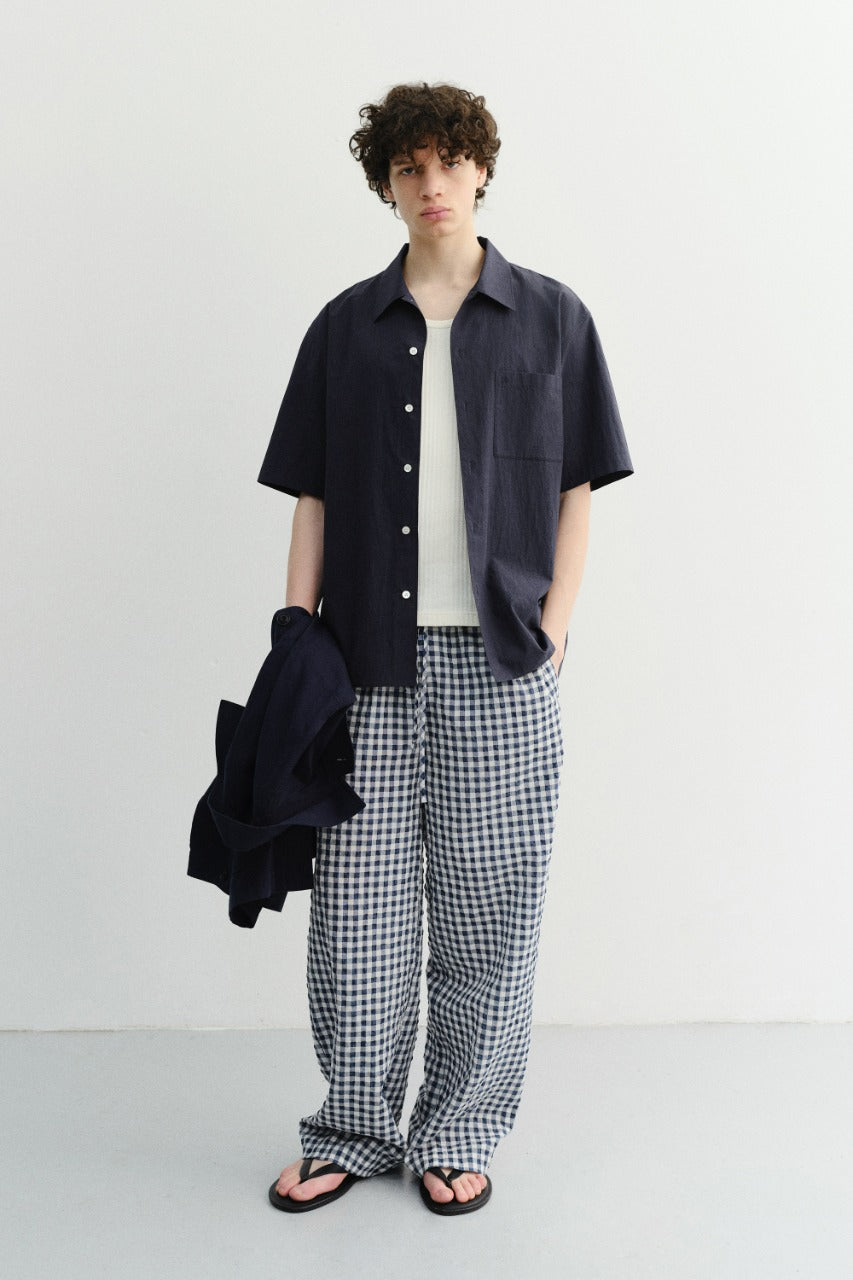 Dunst Unisex Checked Pajama Slacks Navy Check