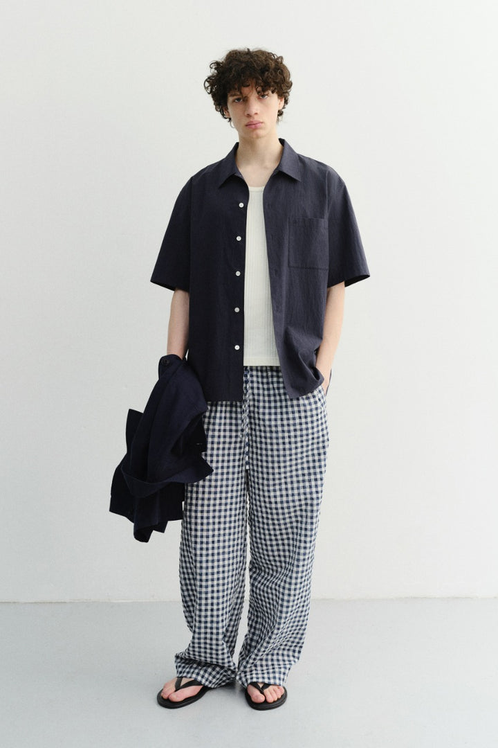 Dunst Unisex Checked Pajama Slacks Navy Check