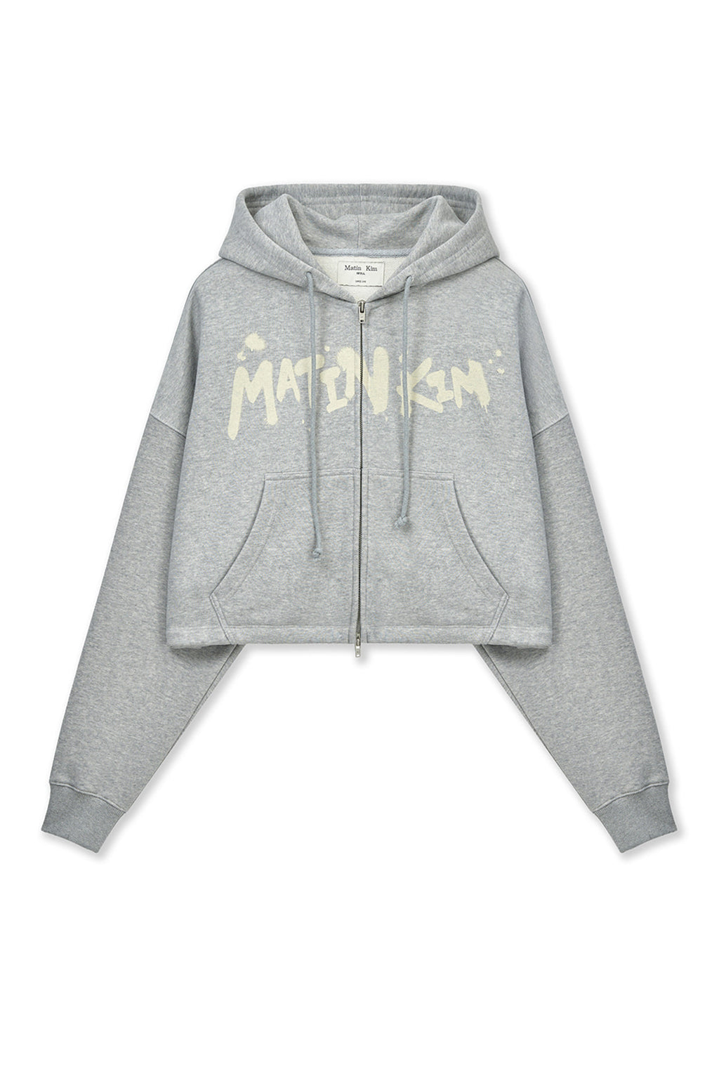 Matinkim Graffiti Logo Crop Hoody Zip UP IN Grey