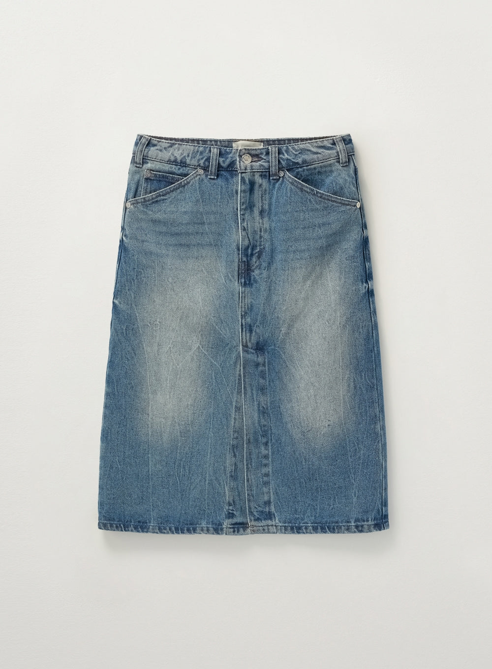 [satur] (W) Marradi Denim Midi Skirt - Crinkle Washed Blue