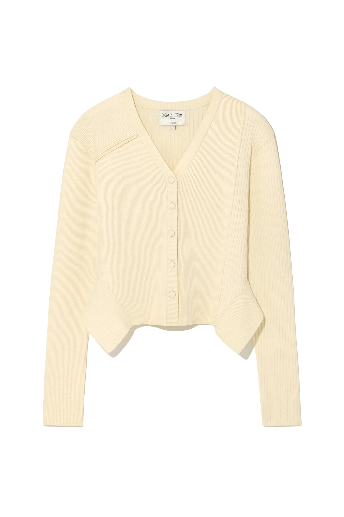 Matinkim Unbalance Cut Line Button Cardigan IN Butter
