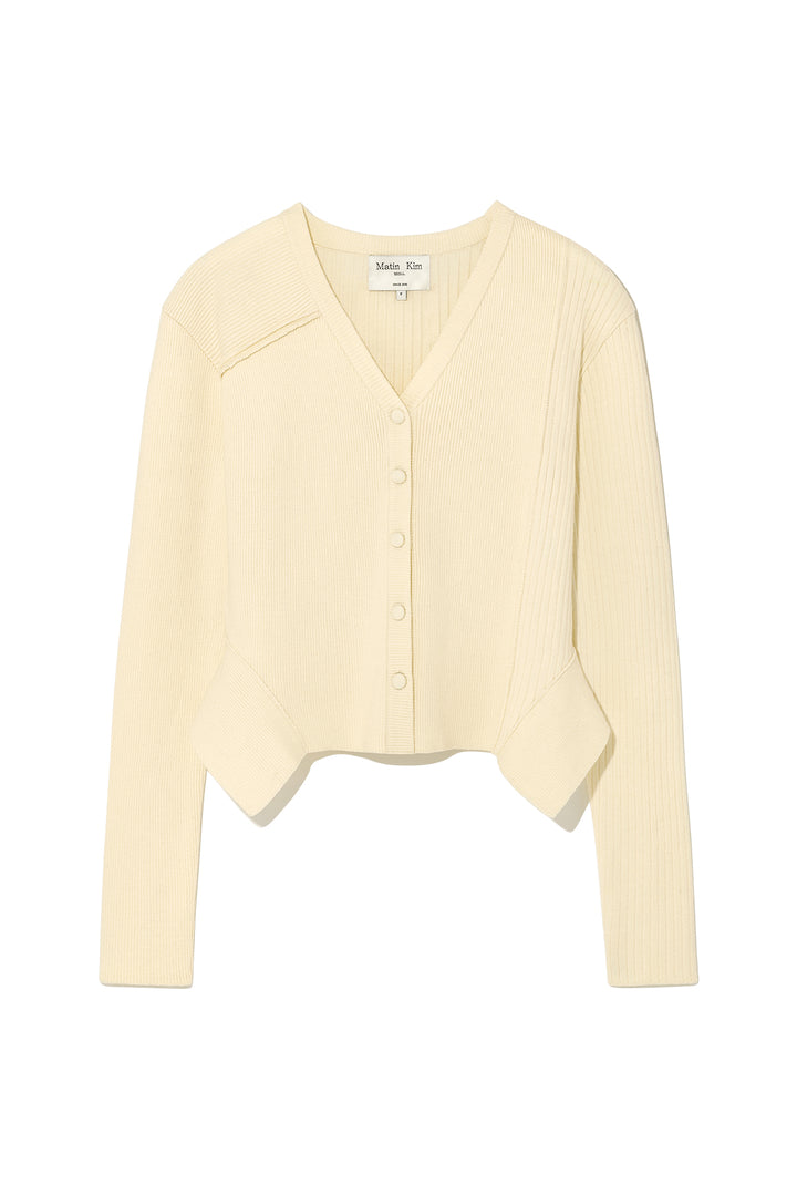 Matinkim Unbalance Cut Line Button Cardigan IN Butter