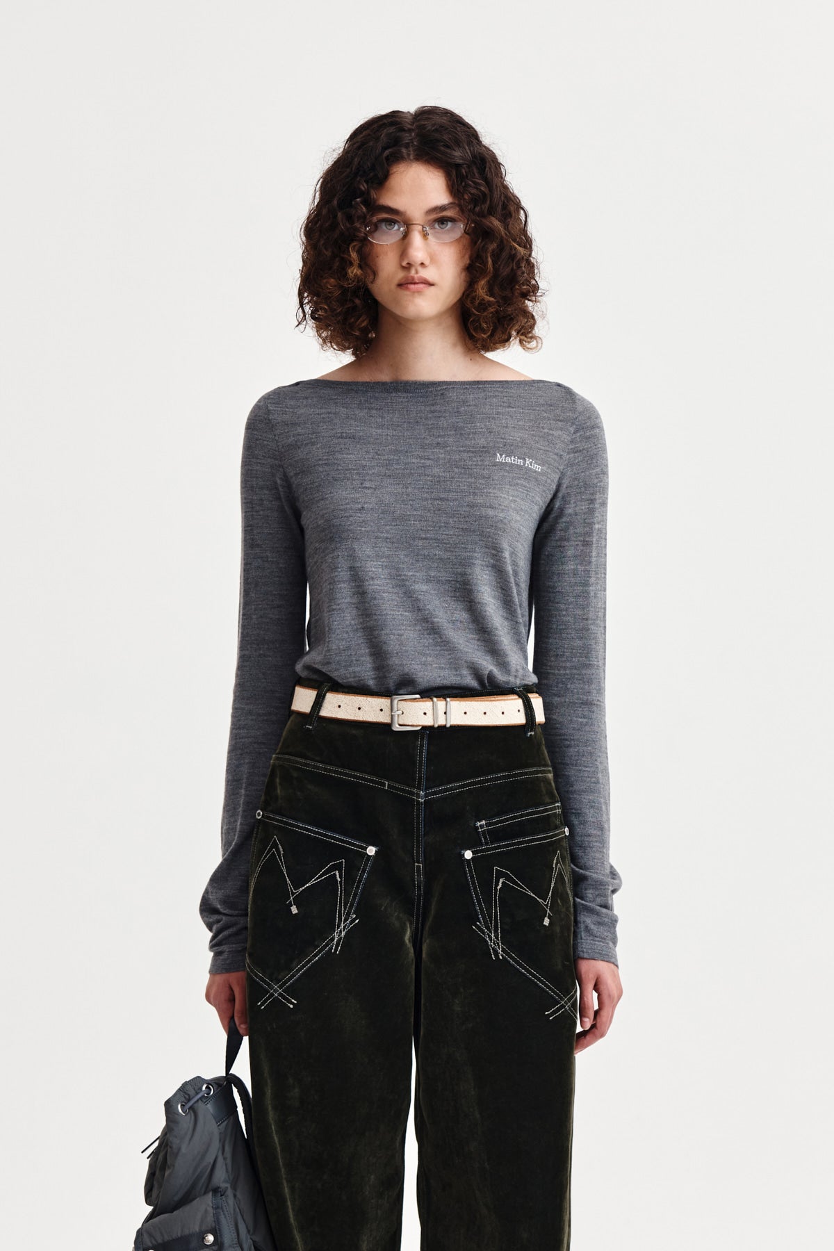 Matinkim Essential Boat Neck Knit Top IN Grey