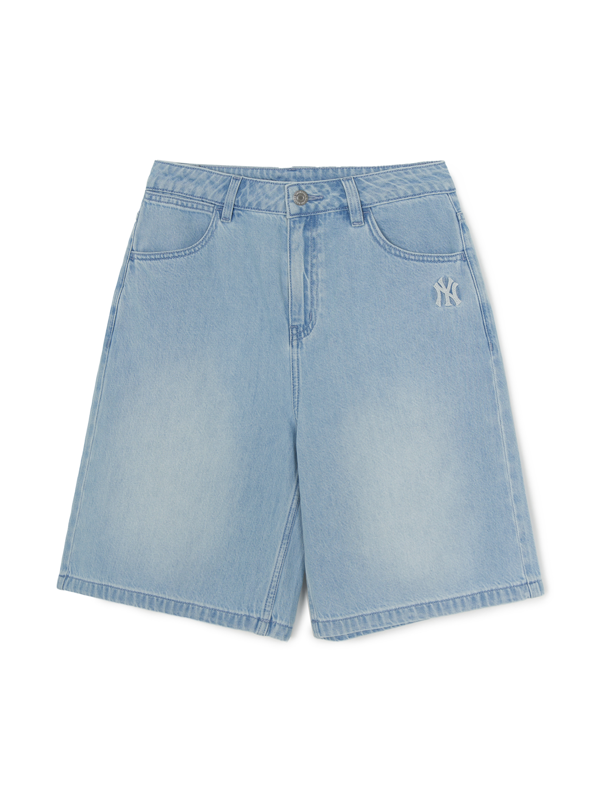 MLB Korea Women's Basic Small Logo Summer Tencel 9in Denim Shorts