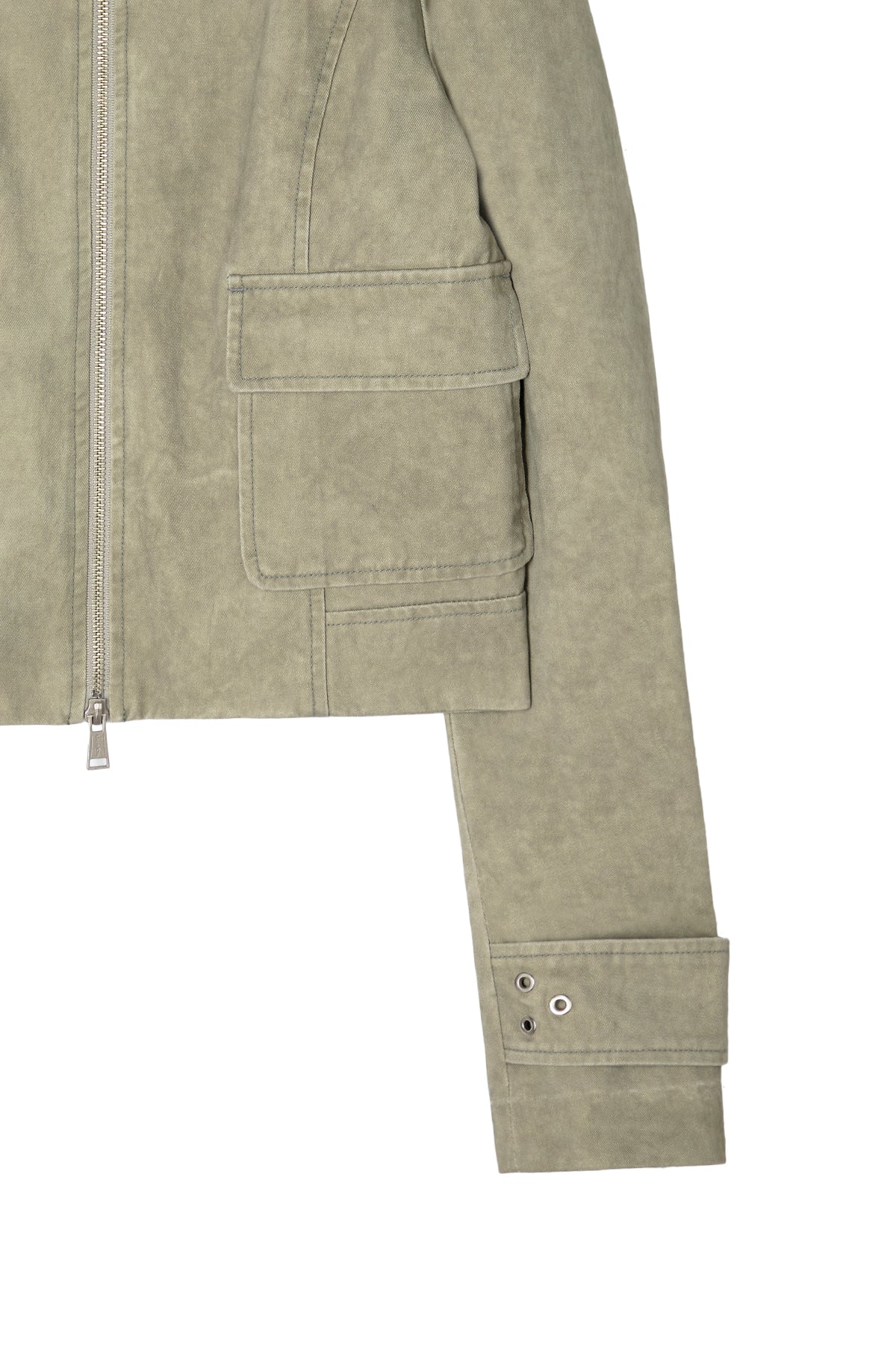 [matinkim] WASHED SLIM BIKER JUMPER IN LIGHT KHAKI