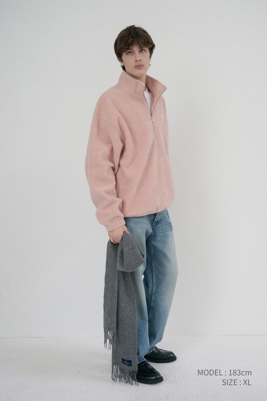 Dunst Unisex Half Zip-Up Fleece Sweatshirt Candy Pink