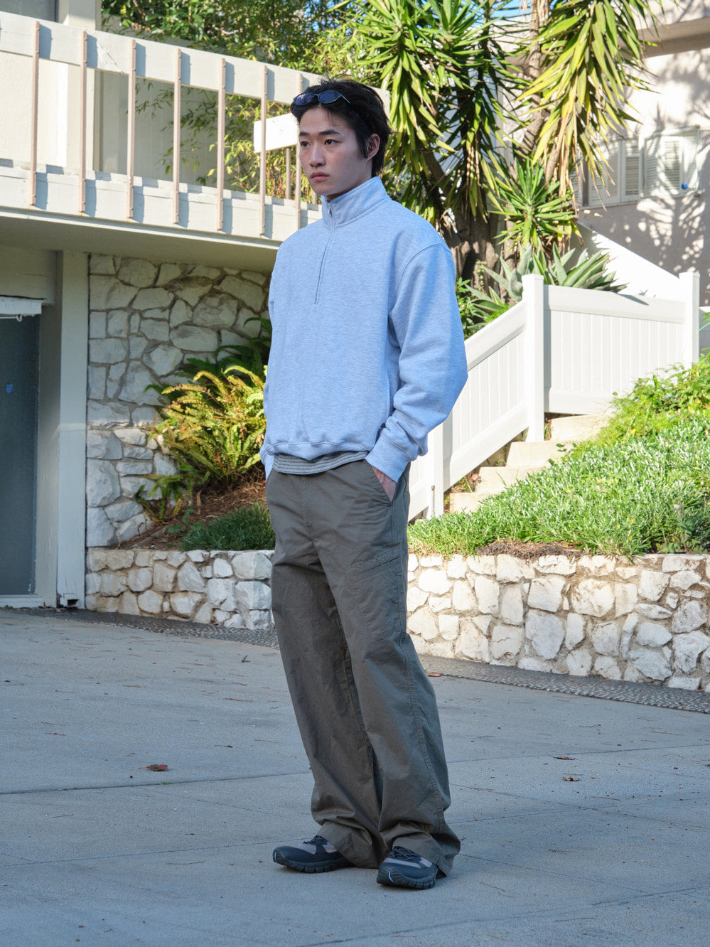 Low Classic Washed Cotton Pocket Pants Olive Khaki