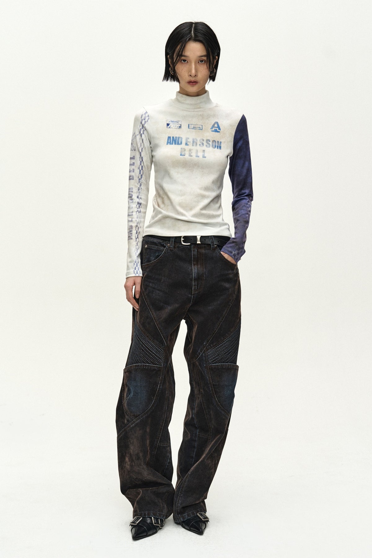 Andersson Bell Racing Graphic Color-Block High-Neck Top