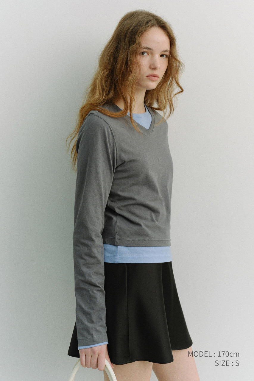 Dunst Essential Petit V-Neck T-Shirt Charcoal Grey