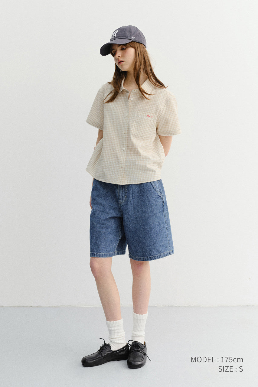 Dunst Unisex Linen Denim Shorts Classic Blue