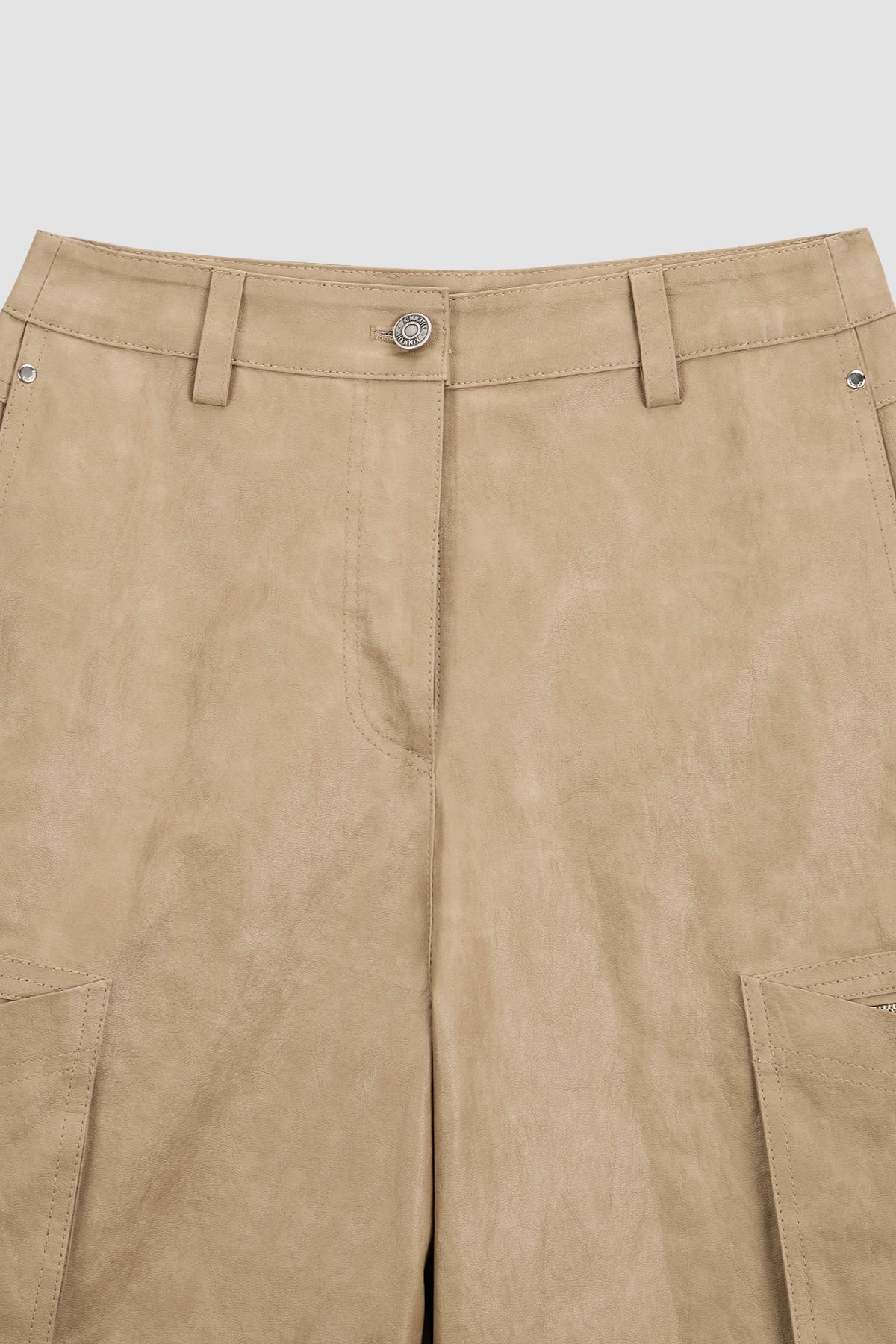 Matinkim Pocket Point Leather Bermuda Pants IN Beige