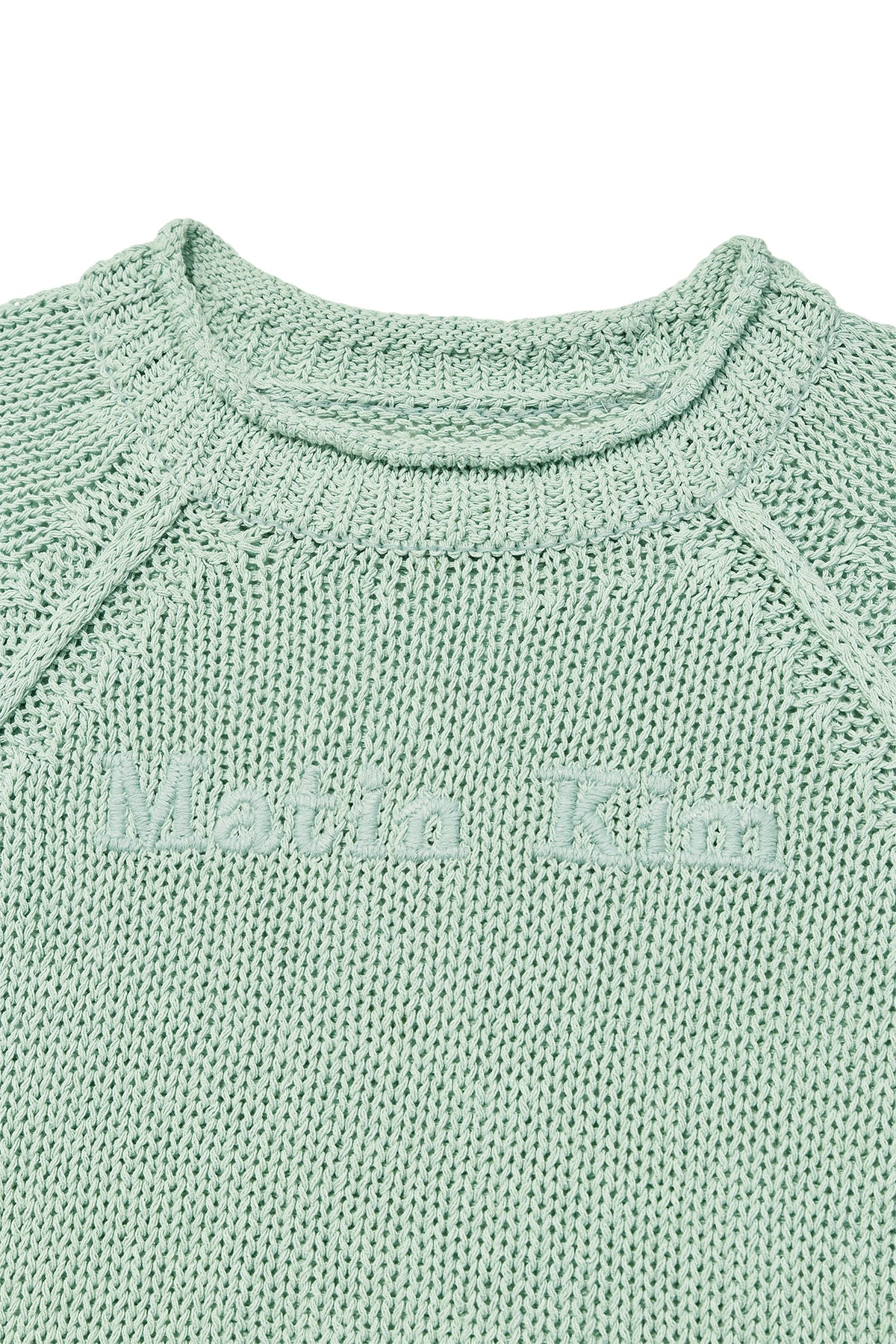 [matinkim] THREE QUARTER SLEEVE LOGO KNIT PULLOVER IN MINT