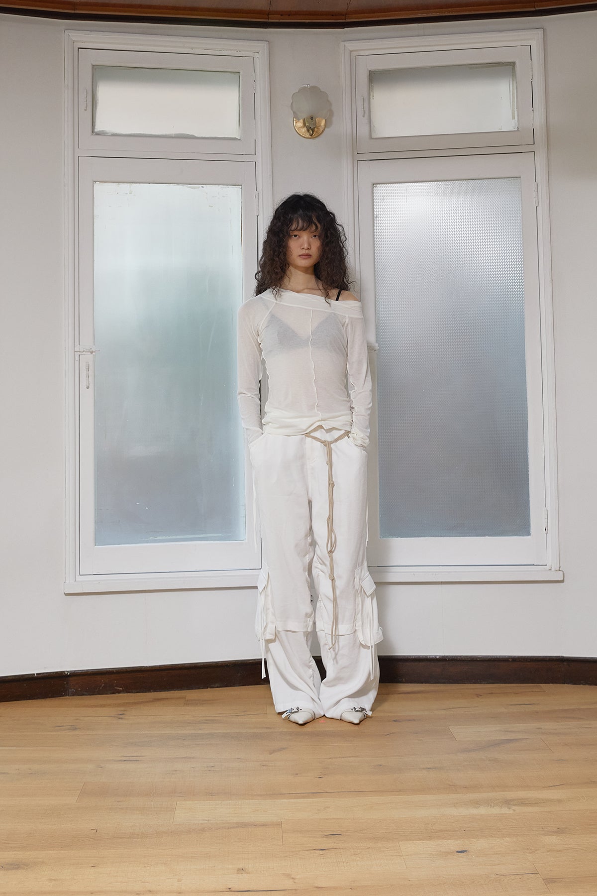 Matinkim String Pocket Wide Cargo Pants IN White