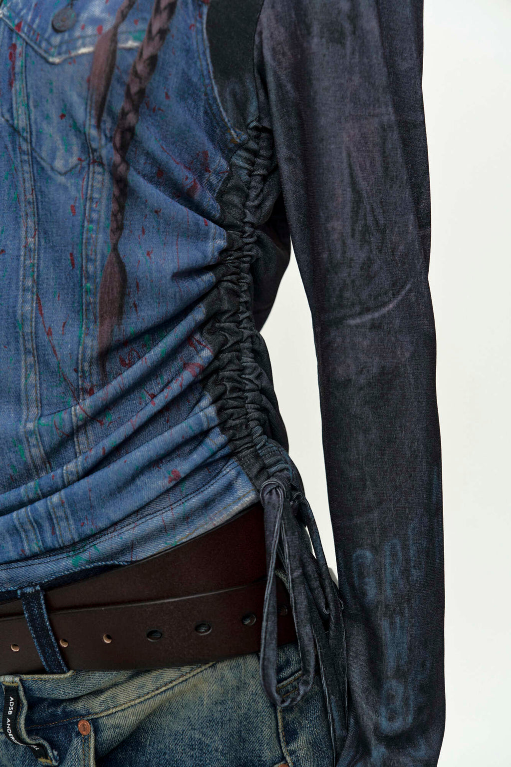 Andersson Bell Denim Collage Printed Top Navy)
