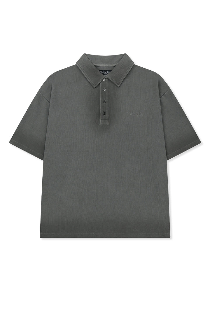 Matinkim Small Logo Washed Pique Top For Men In Charcoal