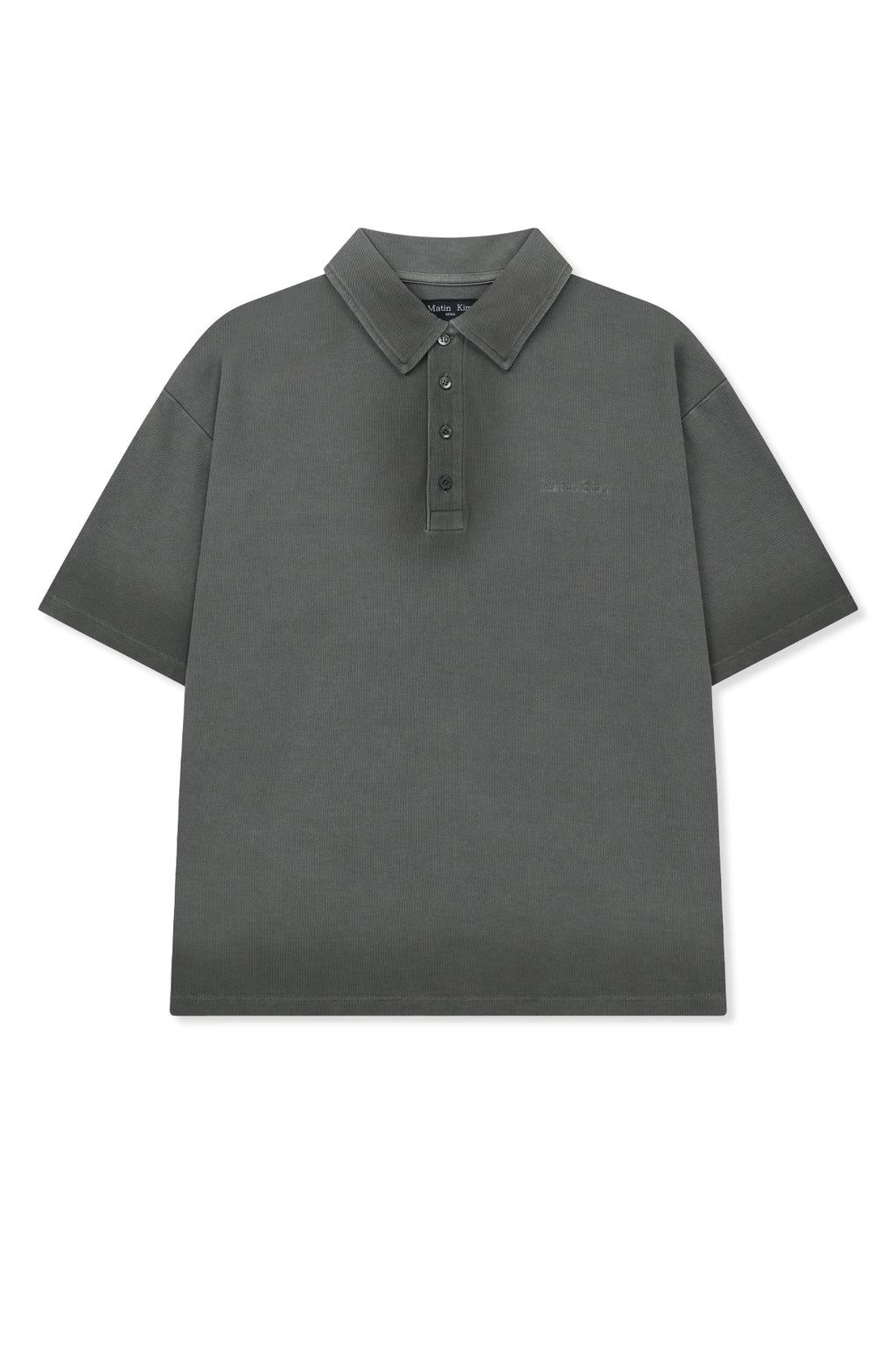 Matinkim Small Logo Washed Pique Top For Men IN Charcoal