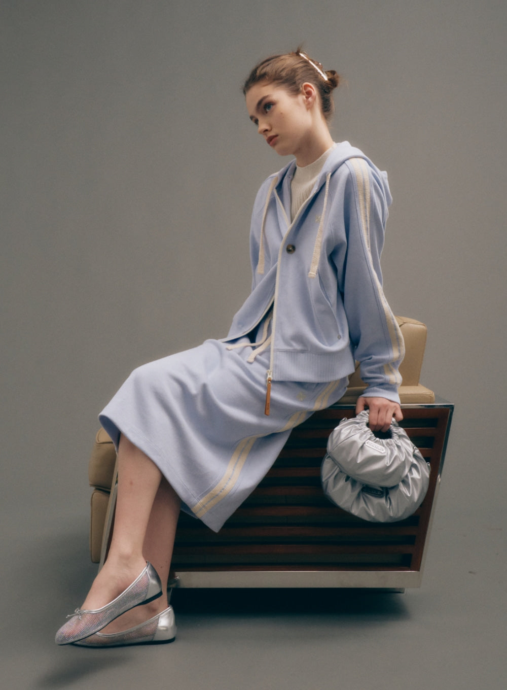 [satur] (W) Lawton Midi Skirt - Sky Blue