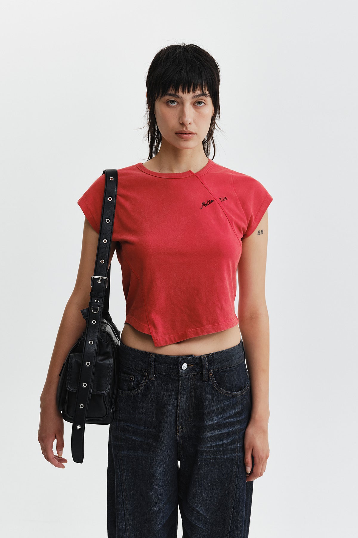 Matinkim Curved Cut Slim Top IN Red