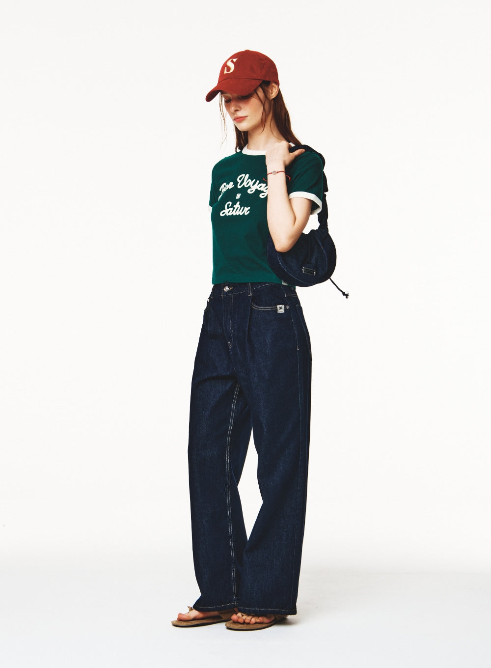 [satur] (W) Wide Flare Denim Pants - Indigo