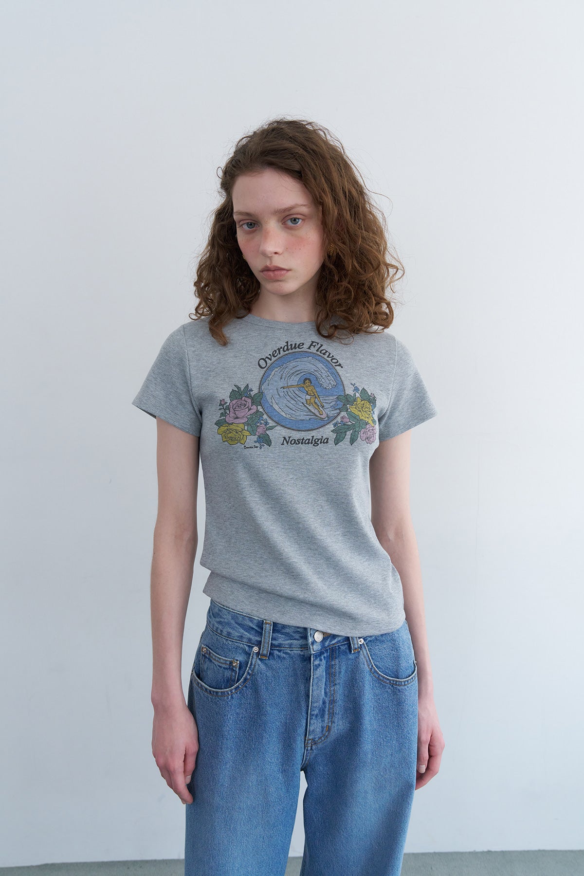 Overdueflair Retro Artwork T-Shirt Grey