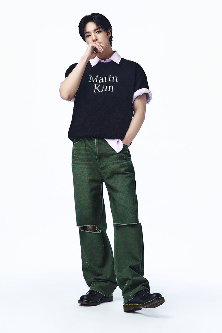 Matinkim Distressed Denim Pants For Men IN Khaki