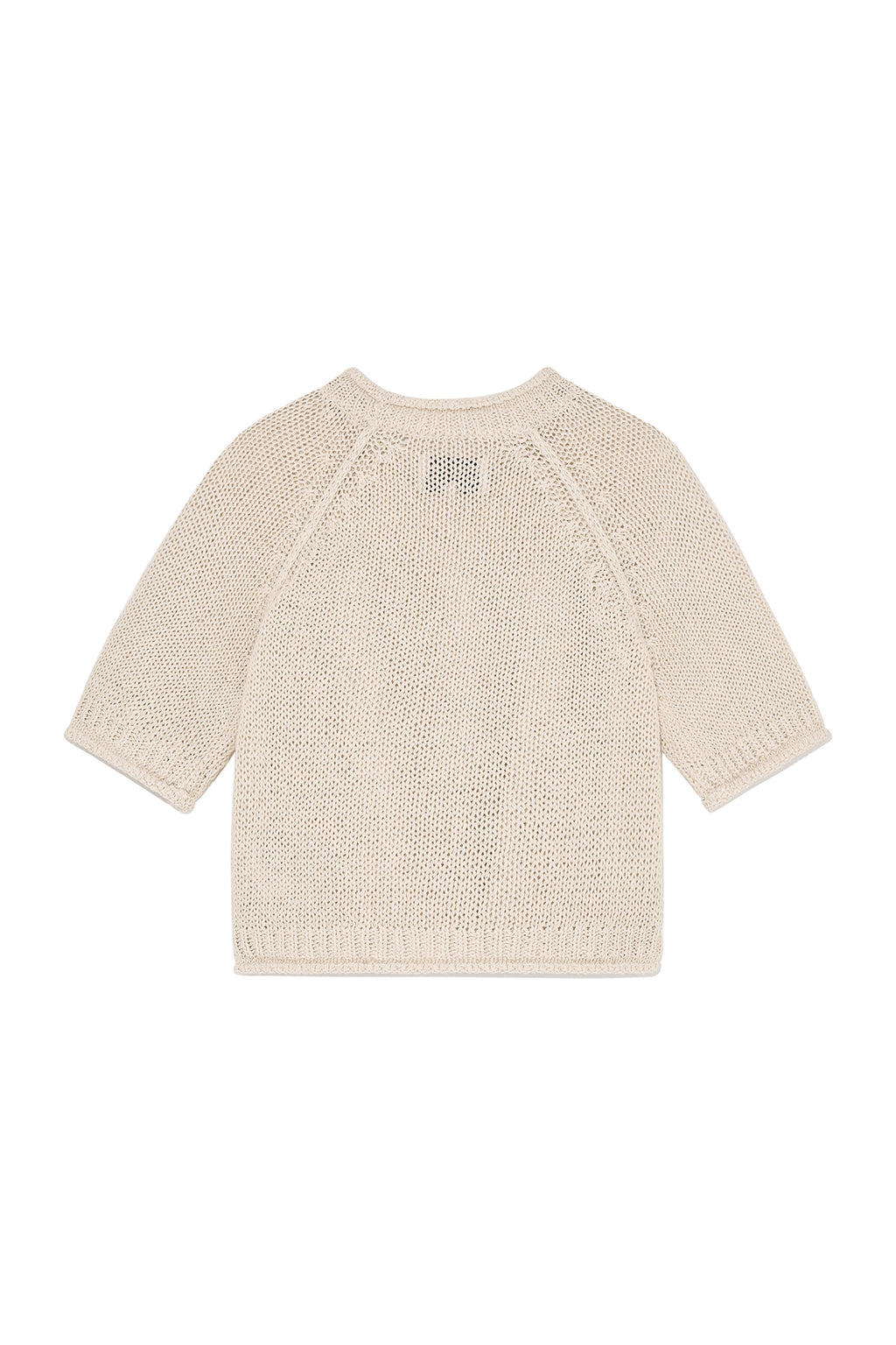 [matinkim] THREE QUARTER SLEEVE LOGO KNIT PULLOVER IN BEIGE