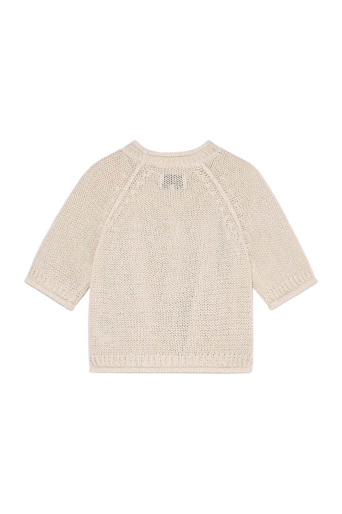 [matinkim] THREE QUARTER SLEEVE LOGO KNIT PULLOVER IN BEIGE