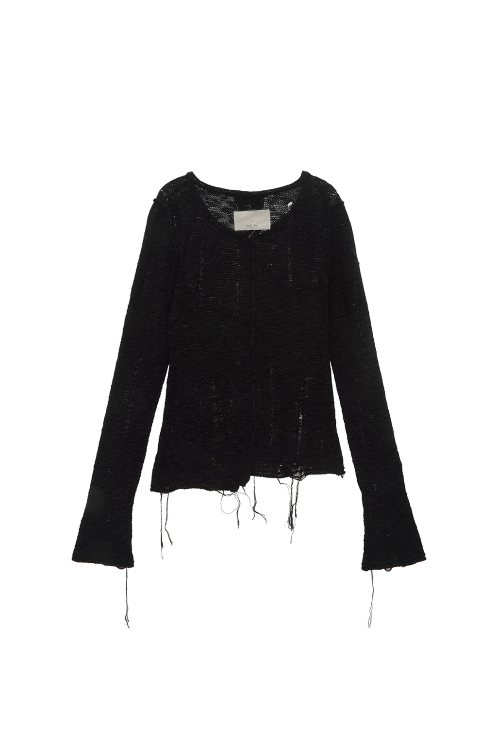 [matinkim] UNBALANCE BUTTON DETAIL CARDIGAN IN BLACK