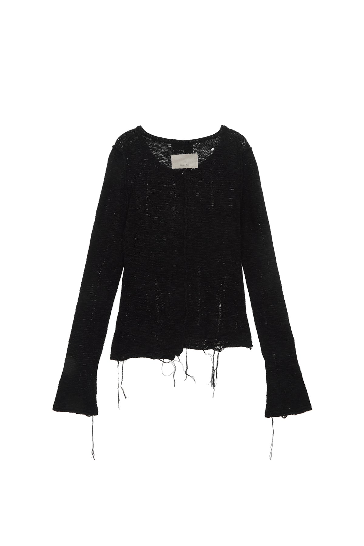 [matinkim] UNBALANCE BUTTON DETAIL CARDIGAN IN BLACK