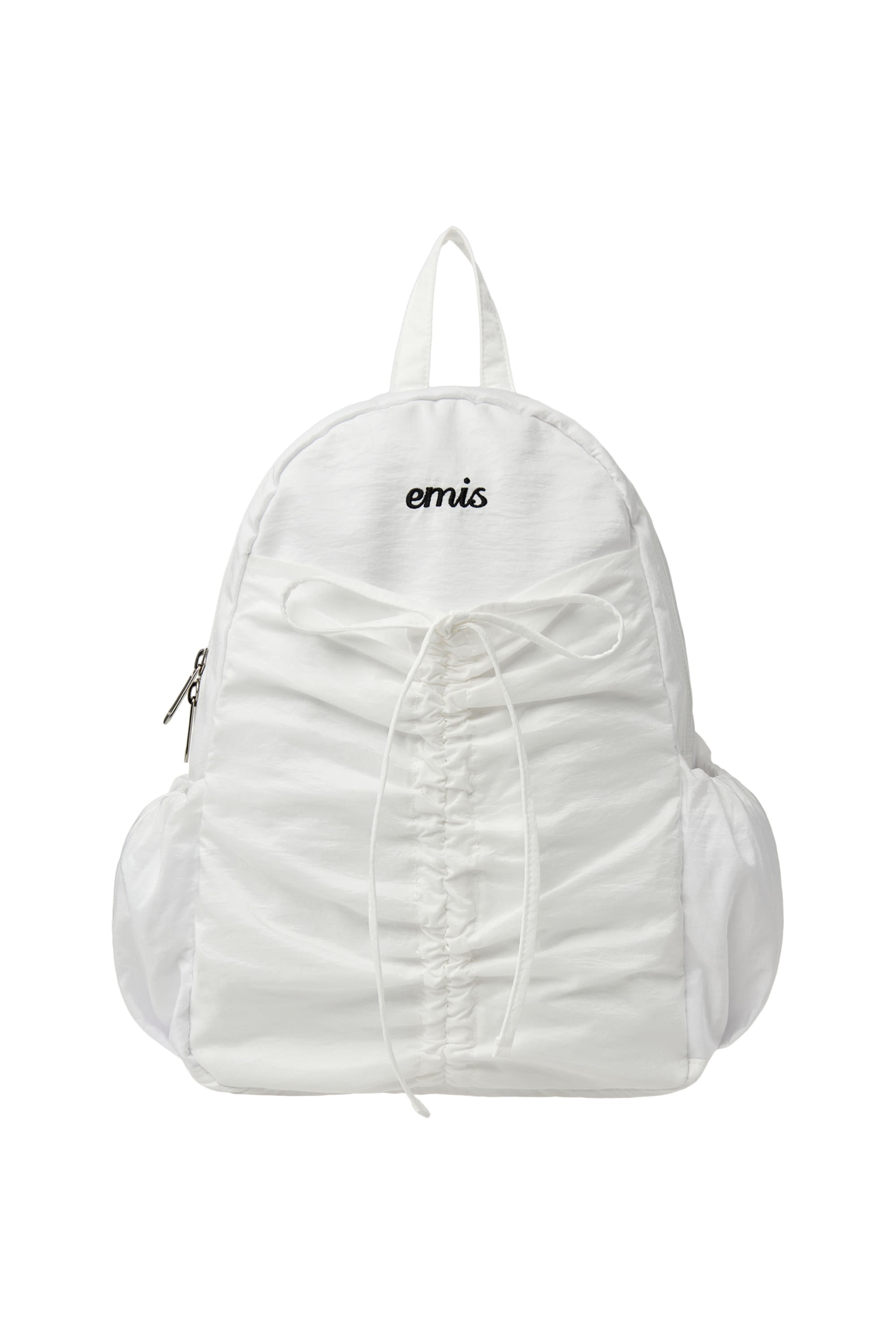 NYLON SHIRRING POCKET BACKPACK-WHITE