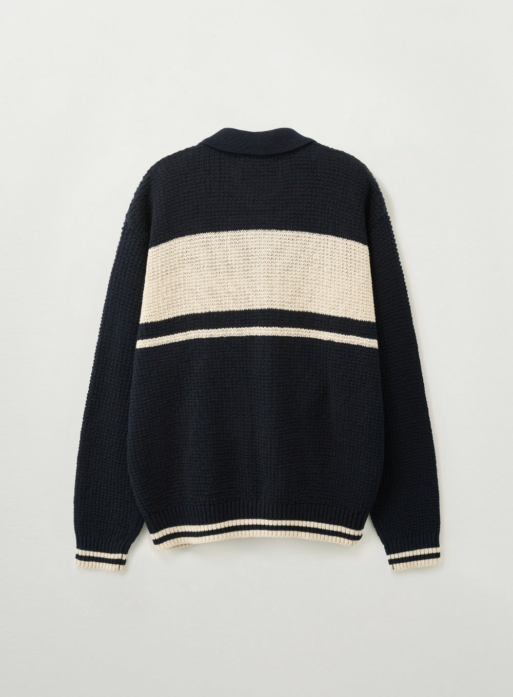 satur Color Block Knit Zip-up - Navy