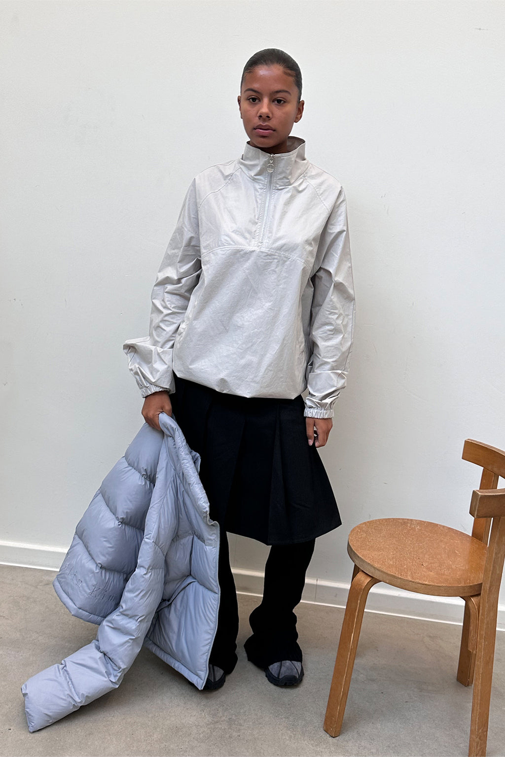 [matinkim] MATIN COATING ANORAK JUMPER IN GREY