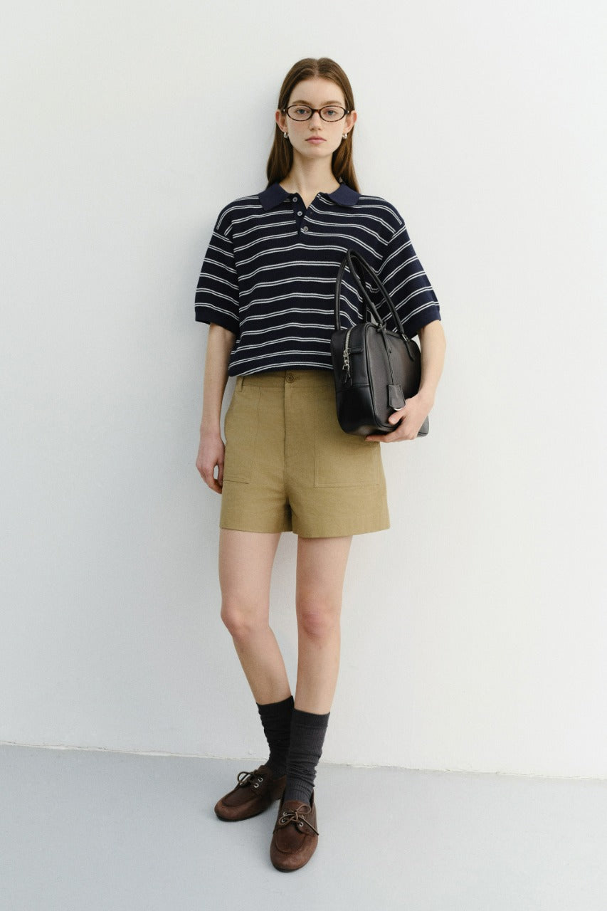 Dunst Cotton Safari Shorts Khaki Beige