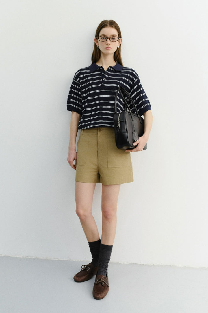 Dunst Cotton Safari Shorts Khaki Beige