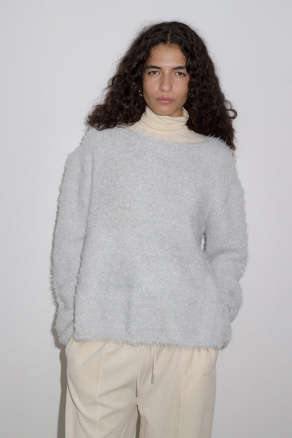 Overdueflair Hairy Glitter Knit Silver