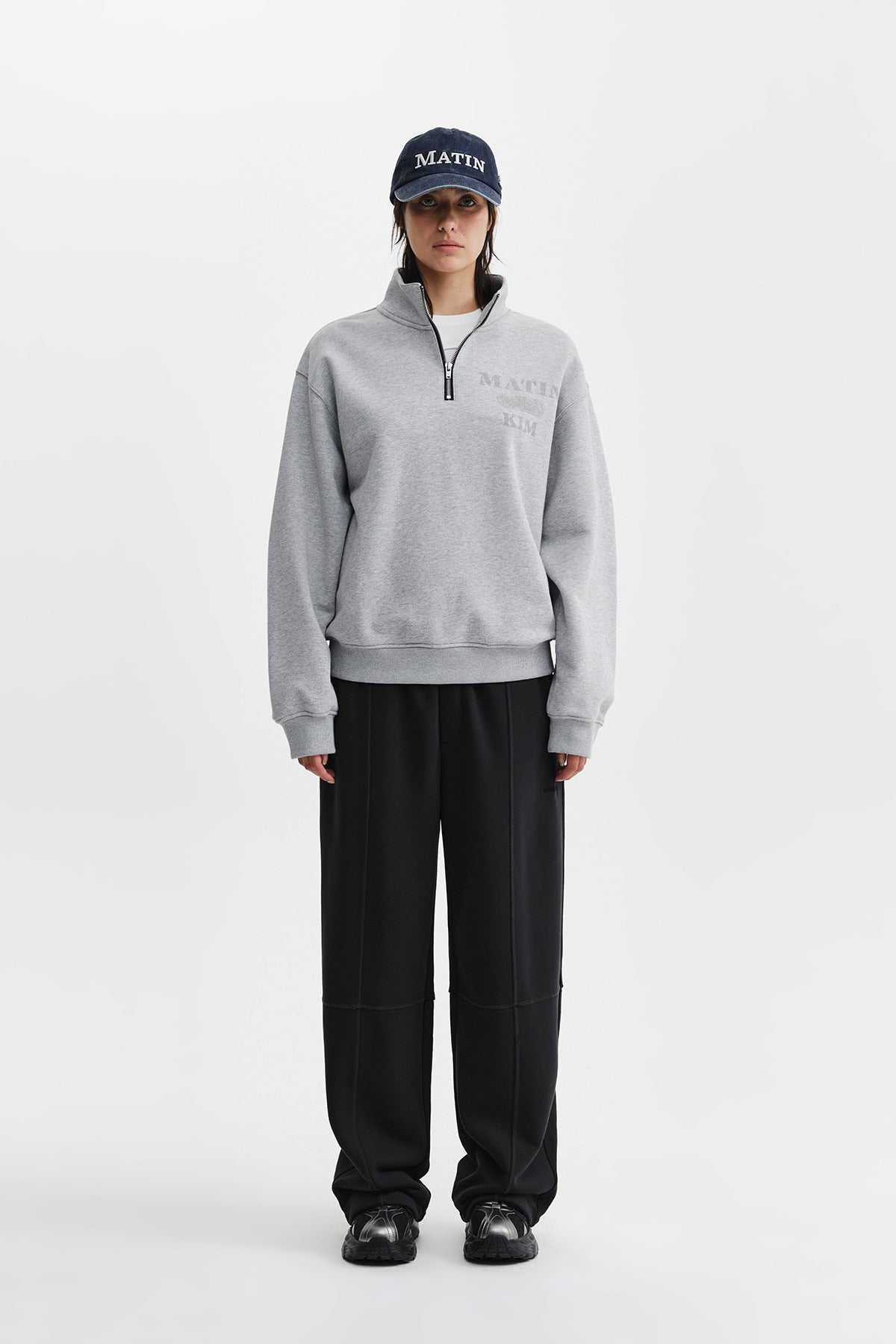 Matinkim Colorblock Cut Seam Sweatpants IN Black
